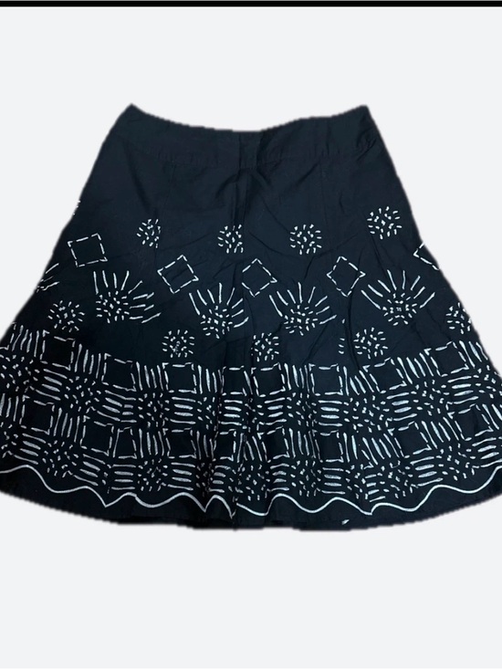 Jessica Dresses & Skirts - Jessica Black A-Line Skirt with White Embroidered Motifs